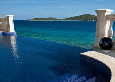 Blue tiles in private pool